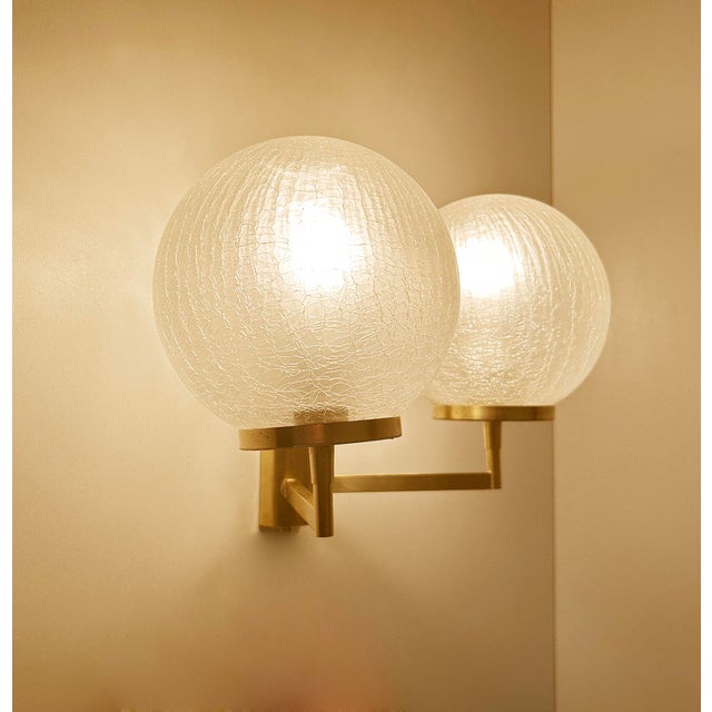 Gold Vintage Double Glass Brass Sconces, Set of 2 For Sale - Image 8 of 18