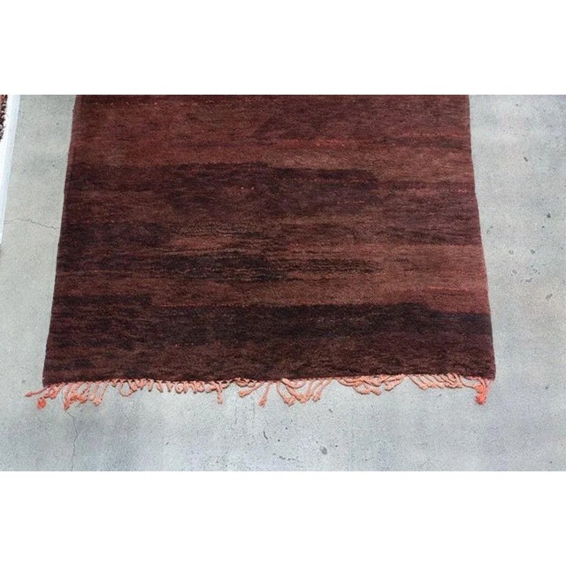 Vintage Moroccan Berber High-Pile Wool Rug in Brown, Plum and Rust, 1970s For Sale - Image 4 of 13