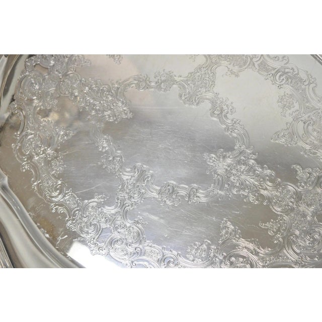 Antique Gorham Silver Plated Victorian Oval Butlers Serving Platter Bar Tray For Sale - Image 10 of 16