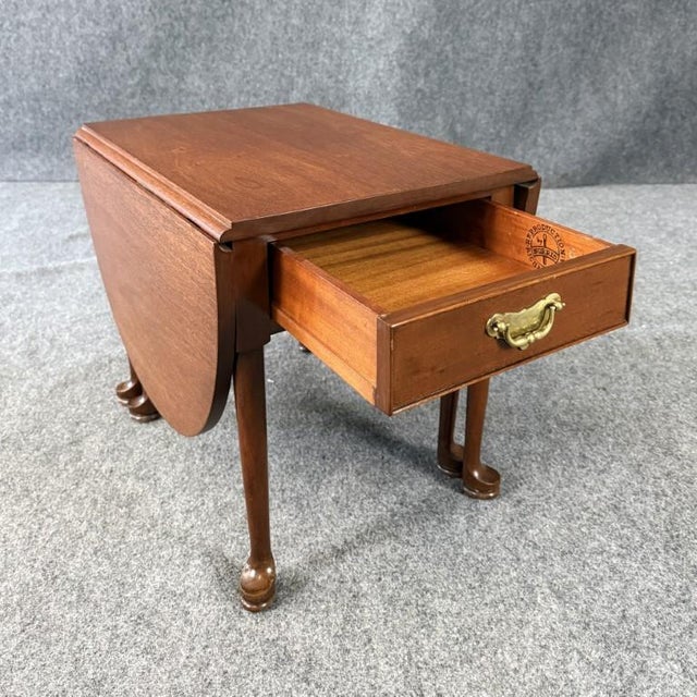 Brown Late 20th Century Norris Reproduction Diminutive Solid Mahogany Gate Leg Table For Sale - Image 8 of 17