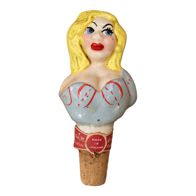 English “A Wink-Be Charmer” Ceramic Bottle Stopper For Sale