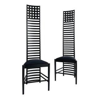 Sculptural Pair of Hill House Chairs Designed by Charles Rennie Mackintosh, 1980s For Sale