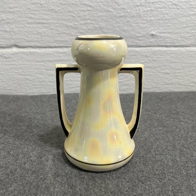Mid 20th Century Vintage Art Deco Lusterware Czech Pottery Vase For Sale - Image 9 of 9