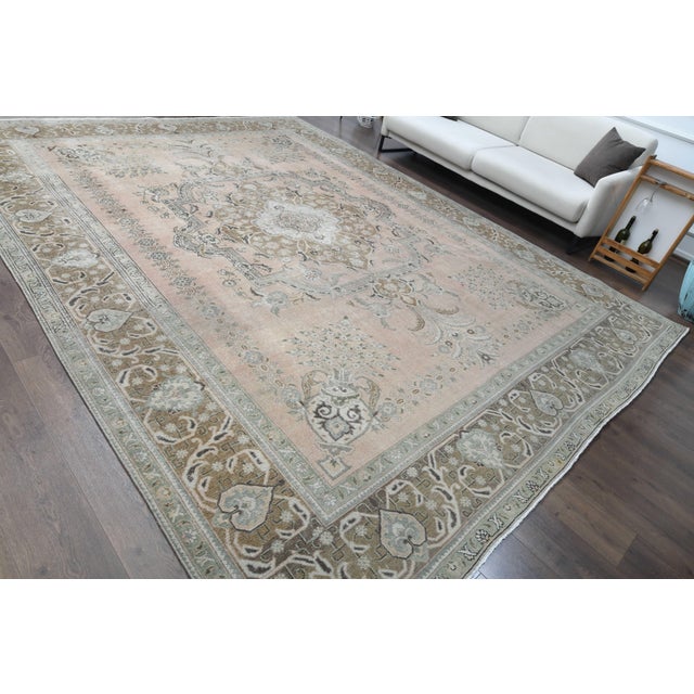 1970s Vintage Persian Handmade Wool Cotton Orange Area Rug For Sale - Image 10 of 11