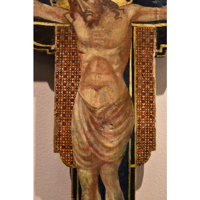 Religious Artist, 14th Century Style Crucifix, Tempera on Panel For Sale - Image 3 of 16
