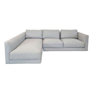 Room & Board Modern Gray Fabric Sectional Sofa With Chaise For Sale