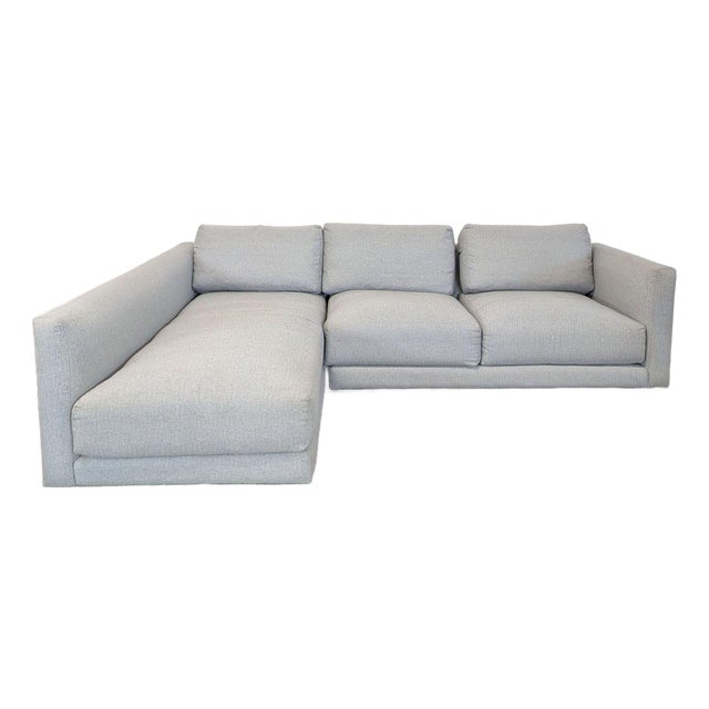 Room & Board Modern Gray Fabric Sectional Sofa With Chaise For Sale