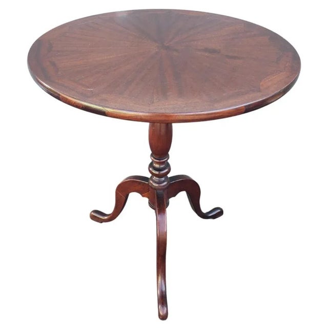 English English Mahogany One Board Parquetry Tilt-Top Tea Table Desert Table, C. 1860s For Sale - Image 3 of 12