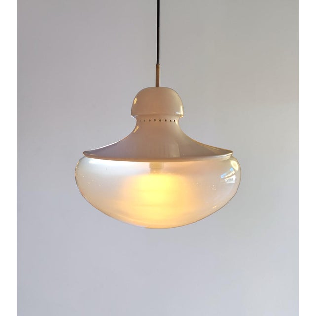 Mid-Century Modern Blown Glass and Metal Pendant Lamp, Italy, 1960s For Sale - Image 3 of 6