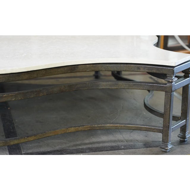 Late 20th Century Extra Large Iron and Marble Top Coffee Table Bob Newhart Estate For Sale - Image 5 of 8