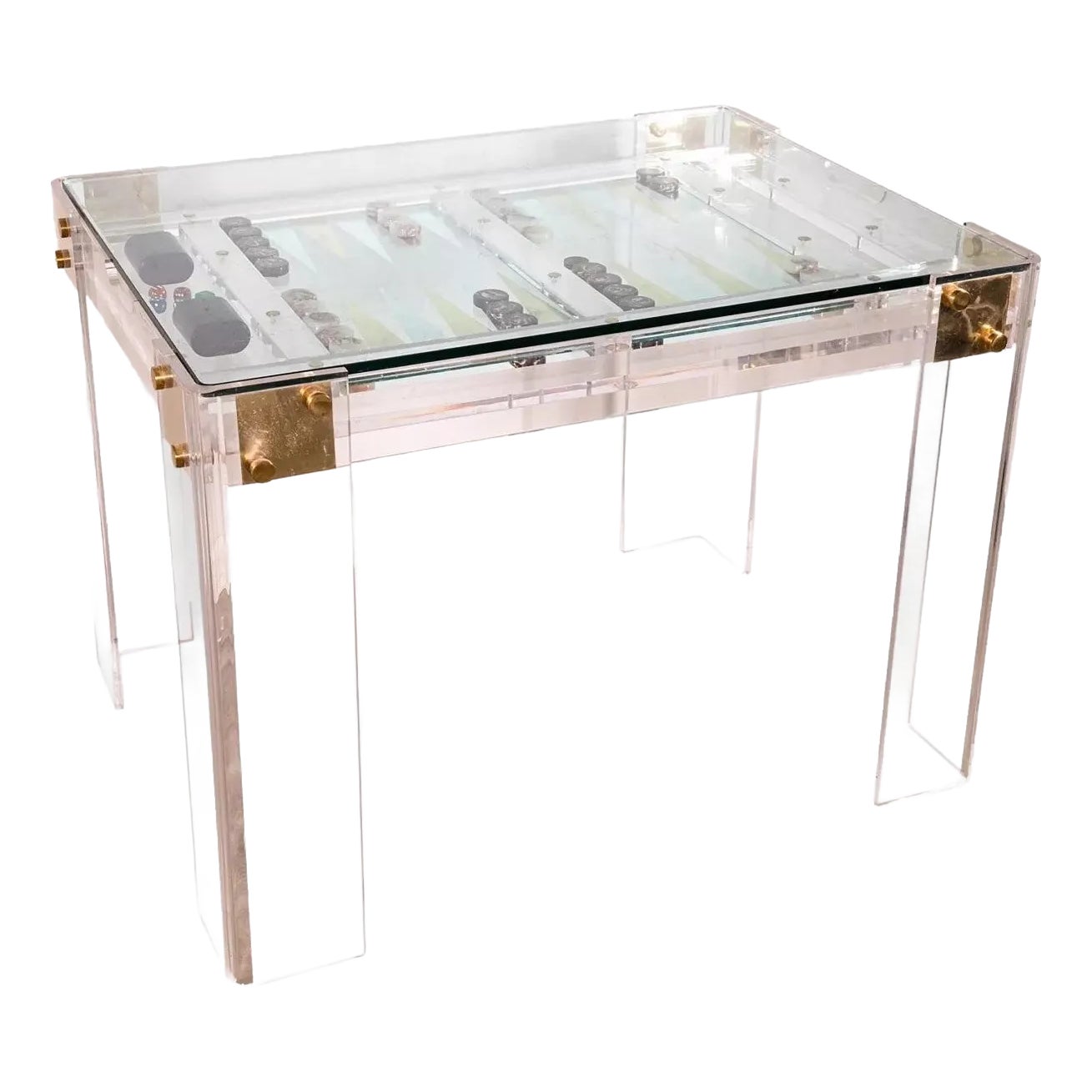 Mid Century Modern Contemporary Lucite Backgammon Table Inset Game ...