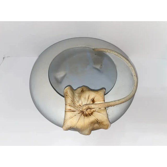 Vintage Studio Pottery Sculptural Bowl Applied Leaf Organic Modern Signed Art Newcomb Style For Sale - Image 10 of 12