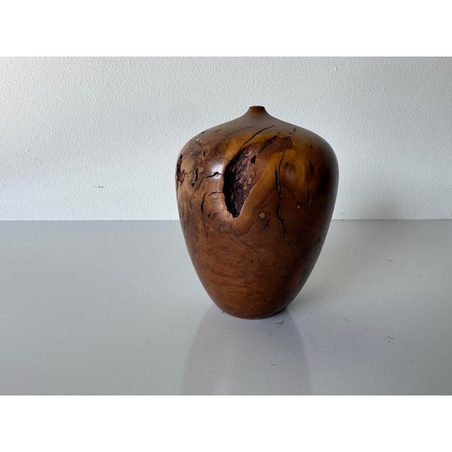 Wood 1979 Hap Sakwa Sculptural Burl Wood Turned Vase For Sale - Image 7 of 12