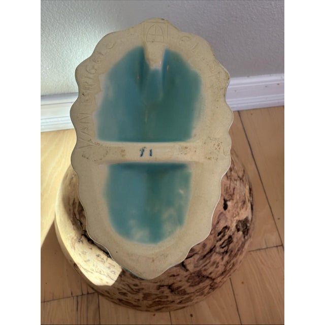 Sculpture Materials Antique Van Briggle Cornucopia Vase Matte Turquoise Colorado Springs 8 Inch For Sale - Image 7 of 9
