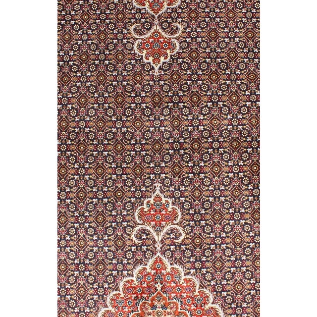 Textile Vintage Persian Tabriz Runner Featuring Central Medallion Motifs on Navy Field 2'7 X 12'7 For Sale - Image 7 of 13