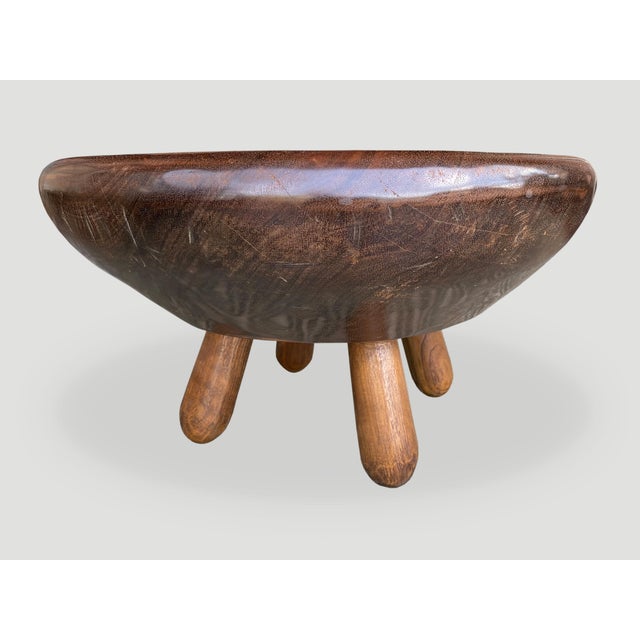 Andrianna Shamaris Midcentury Couture Oversized Merbau Wood Container For Sale - Image 4 of 5