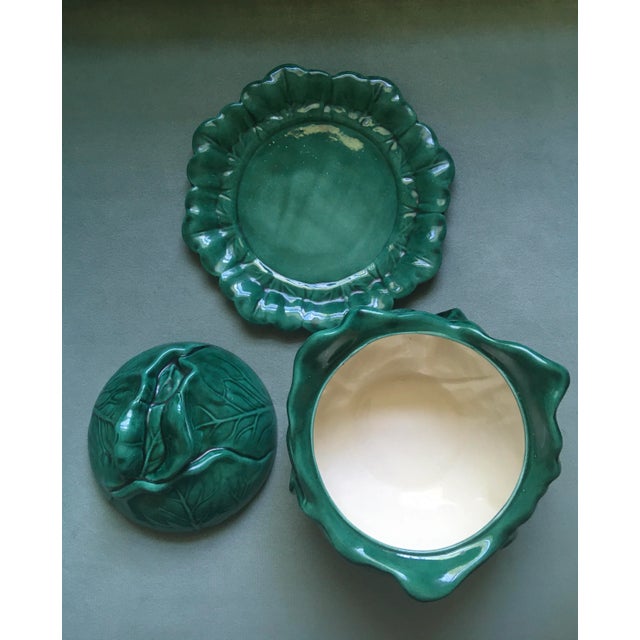 Shabby Chic 1960s Holland Mold Ceramic Cabbage Covered Dish For Sale - Image 3 of 13
