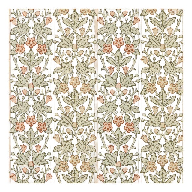 Morris & Co. Oak & Blossom Wallpaper in Chestnut/Primrose- a sample For Sale