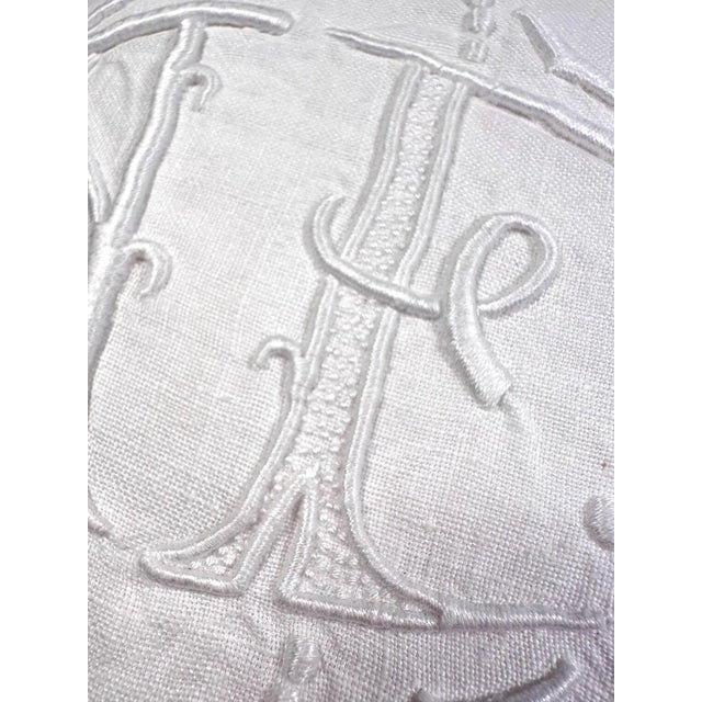 Linen Antique French Linen Sheet With Ladder Stitch Af Monogram White Trousseau Sheet Romantic French Bedding the Paris Apartment For Sale - Image 8 of 10