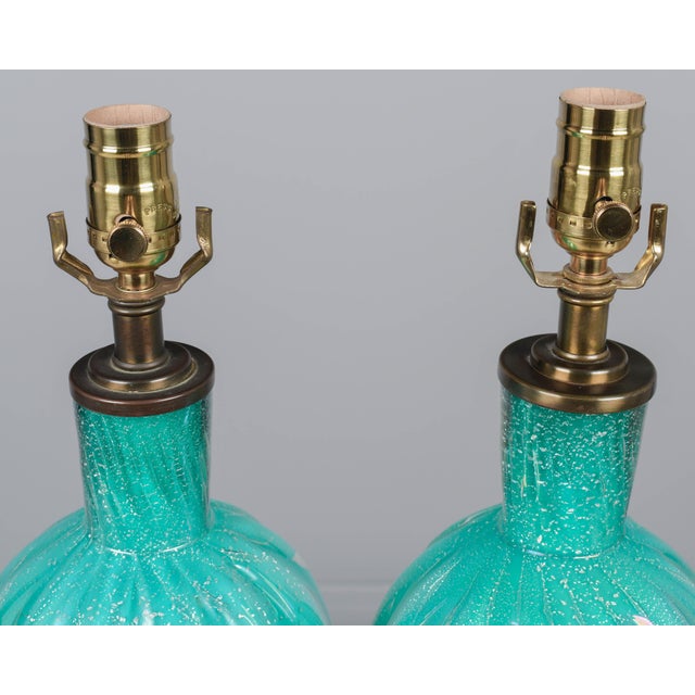 Murano Glass Mid Century Lamps, a Pair For Sale - Image 9 of 10