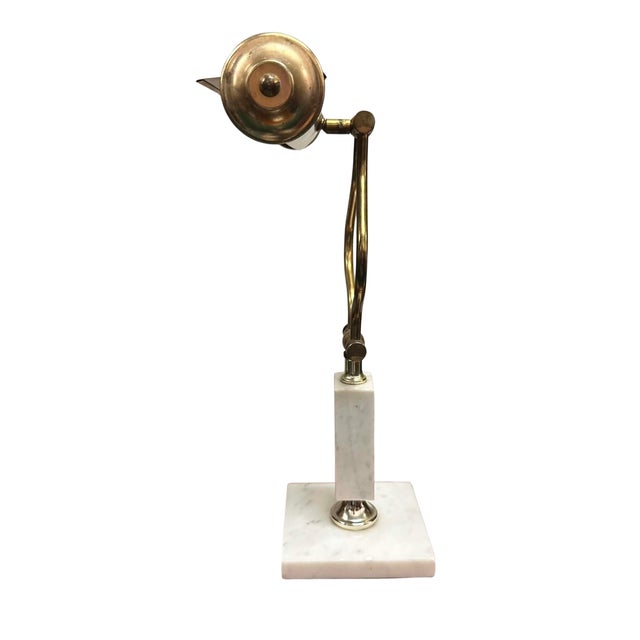 1970s Vintage Brass Piano Lamp With Marble Base For Sale - Image 5 of 8