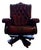 Vintage Presidential Tufted Oxblood Leather & Mahogany Reclining Executive Swivel Office Chair For Sale