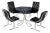 1970s Post Modern Black and Chrome Dining Set With Daystrom Scoop Chairs For Sale