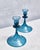 Orrefors Mid Century Blue Glass Orrefors Swedish Candlestick Pair For Sale - Image 4 of 15