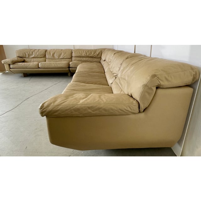 1985 Marco Zani Tan Leather Sectional Sofa From "Collezione Poltrone
