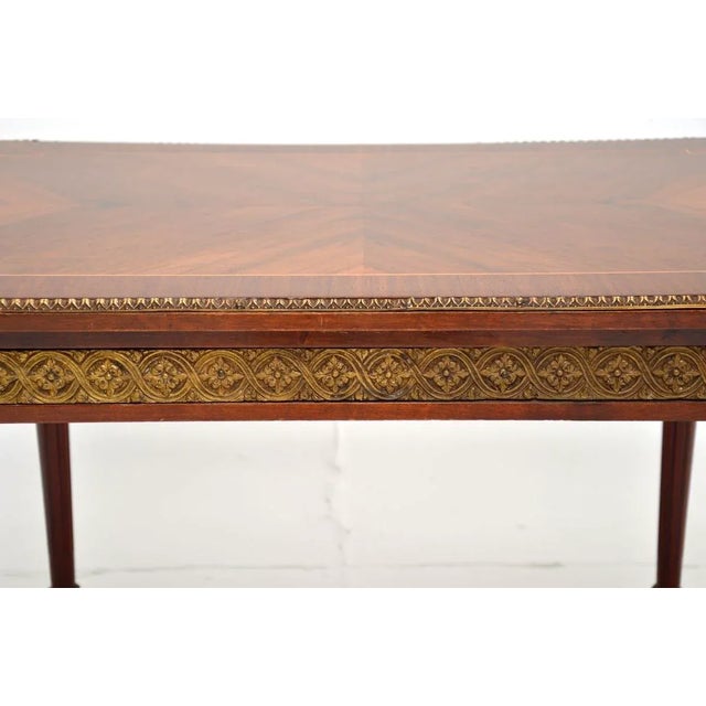 Brown Vintage French Inlaid Walnut Coffee Table, 1930 For Sale - Image 8 of 9