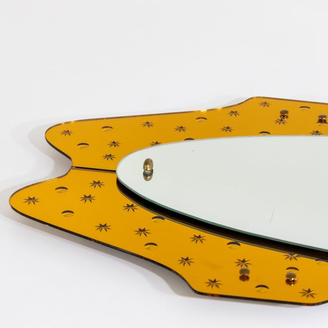 Glass 1960s Tall Cristal Arte Modernist Wall Mirror For Sale - Image 7 of 8