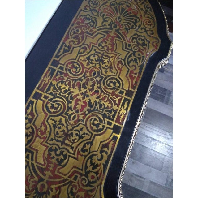 Antique Gilt Bronze-Mounted “Boulle” Marquetry Inspired and Part-Ebonised Console Table For Sale - Image 6 of 8