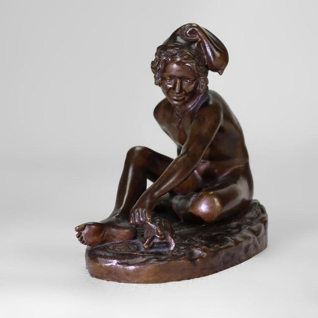 Late 19th Century Antique French Barbedenne Fondeur Bronze Figure “Neopolitan Fisherboy” C1890 For Sale - Image 5 of 10