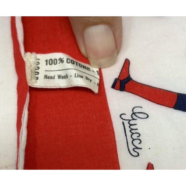 Traditional Late 20th Century Gucci Cotton Equestrian Riding Boots Scarf For Sale - Image 3 of 6