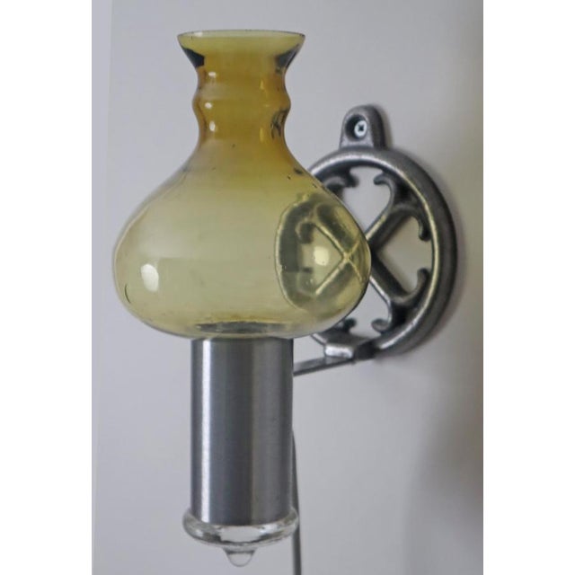 Swedish Hand-Blown Amber Glass Wall Light from Ostling Gnosjö, 1970s For Sale - Image 12 of 15