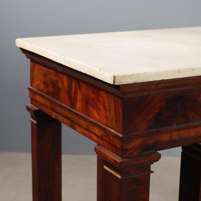 Empire Console Table in White Marble and Mahogany For Sale - Image 5 of 12