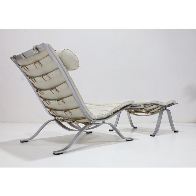 1970s Ari Chair and Ottoman in Leather and Steel by Arne Norell, 1970s For Sale - Image 5 of 12