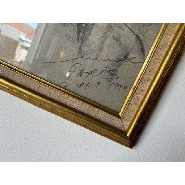 French 1980's French Drawing Portrait of a Young Girl, Framed For Sale - Image 3 of 9