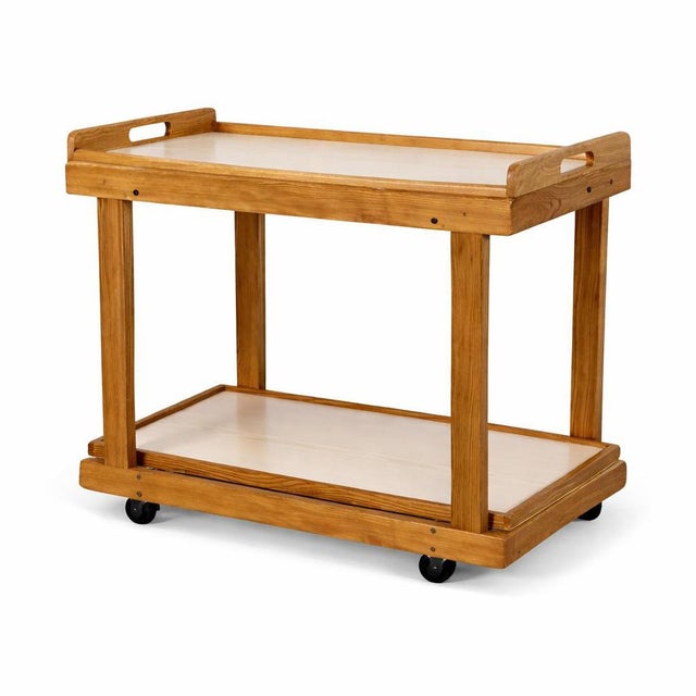 Mid-Century Oak & Formica Two-Tier Drinks Trolley, 1960s For Sale - Image 9 of 9