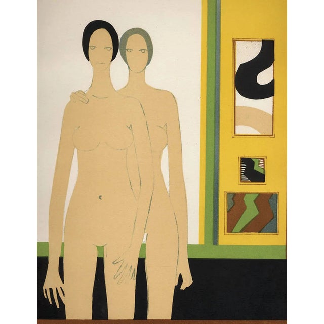 Contemporary 1974 Andre Minaux Original Lithograph the Double For Sale - Image 3 of 3