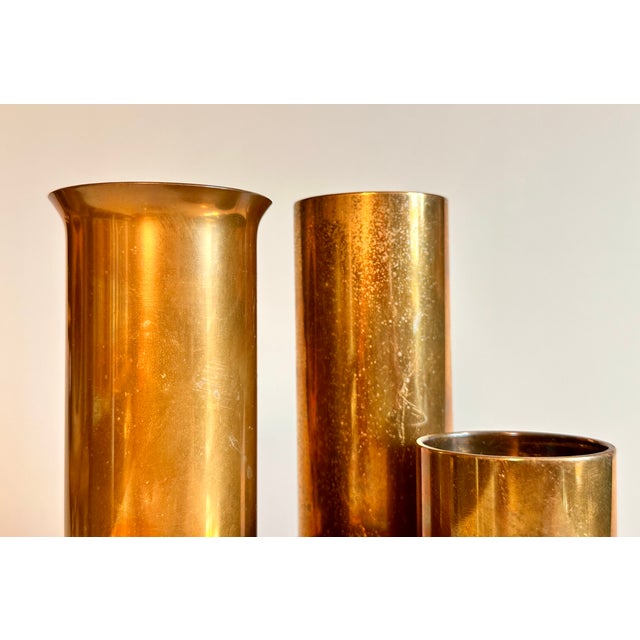 Modern Scandinavian Modern Candleholders with Vase & Tray in Brass from Ekte Norsk Odel, Norway, 1960s, Set of 4 For Sale - Image 3 of 15
