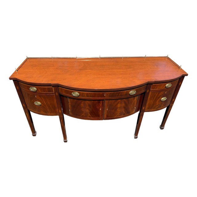 1990S Kindel Hepplewhite Style Mahogany Serpentine Sideboard For Sale
