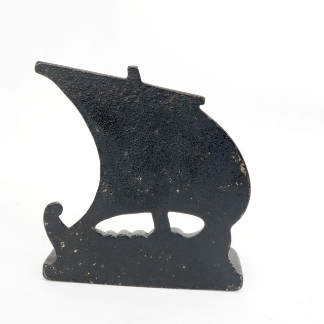 1920s Single Cast Iron Viking Ship Bookend 1920's For Sale - Image 5 of 6