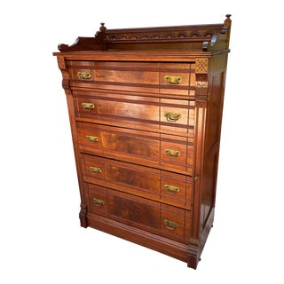 Early American Cherry Tall Dresser With Side-Lock and Gallery- Newly Refinished For Sale