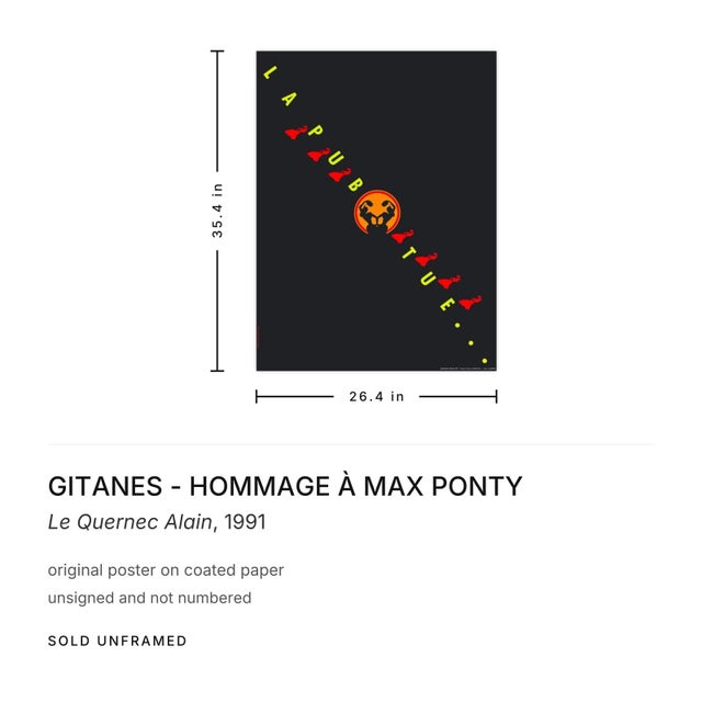 Contemporary 1991 Gitanes - Hommage À Max Ponty Le Quernec Alain Poster For Sale - Image 3 of 3