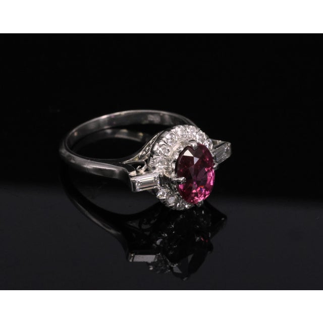 Late 20th Century 1.98ct Gia Thai Untreated - No Heat Ruby & 0.49ct Diamond Platinum Ring Size 7 For Sale - Image 4 of 18
