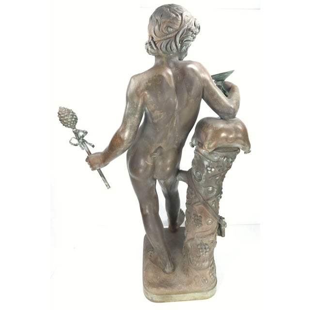 Large 34" Antique Grand Tour Mythological Roman Bronze Sculpture of Pan or a Youthful Faun For Sale - Image 12 of 18