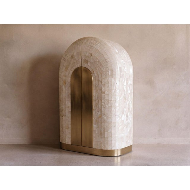 Arcana Mother of Pearl and Brass Cabinet or Wardrobe For Sale - Image 4 of 13