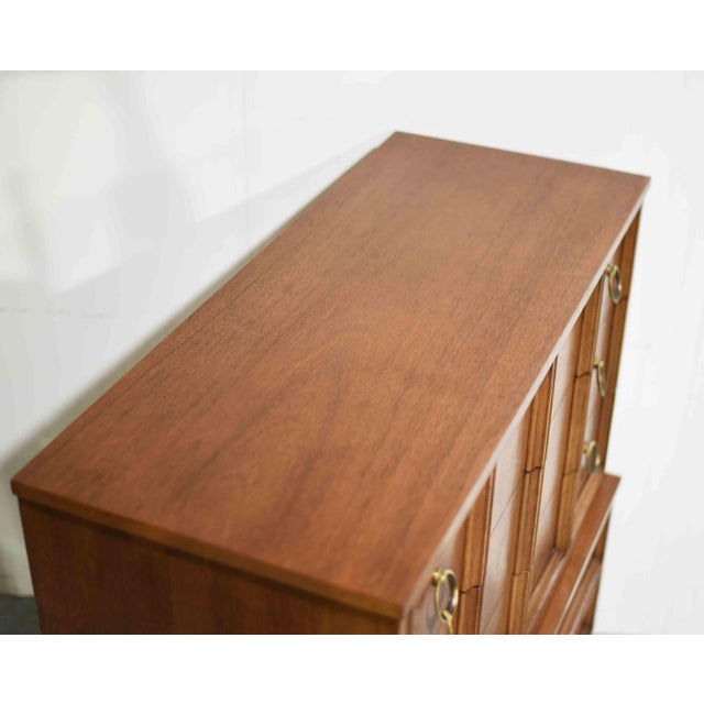Wood 1960s Mid Century Modern Walnut Highboy Dresser by Dixie Furniture For Sale - Image 7 of 14