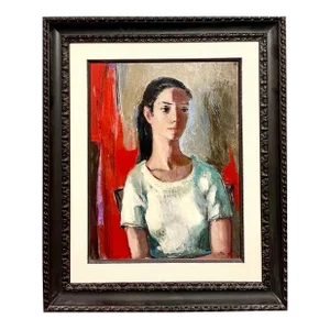 Akos Biro, Portrait of a French Woman Oil Painting Hungarian Master A. Biro French Beauty